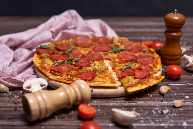 St. Louis white pizza with Provel cheese blend
