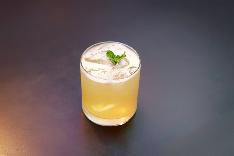 Fresh craft lemonade with mint and ice